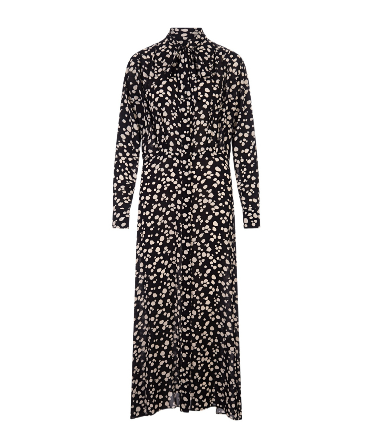Msgm Spot-printed Long-sleeved Maxi Dress In Black