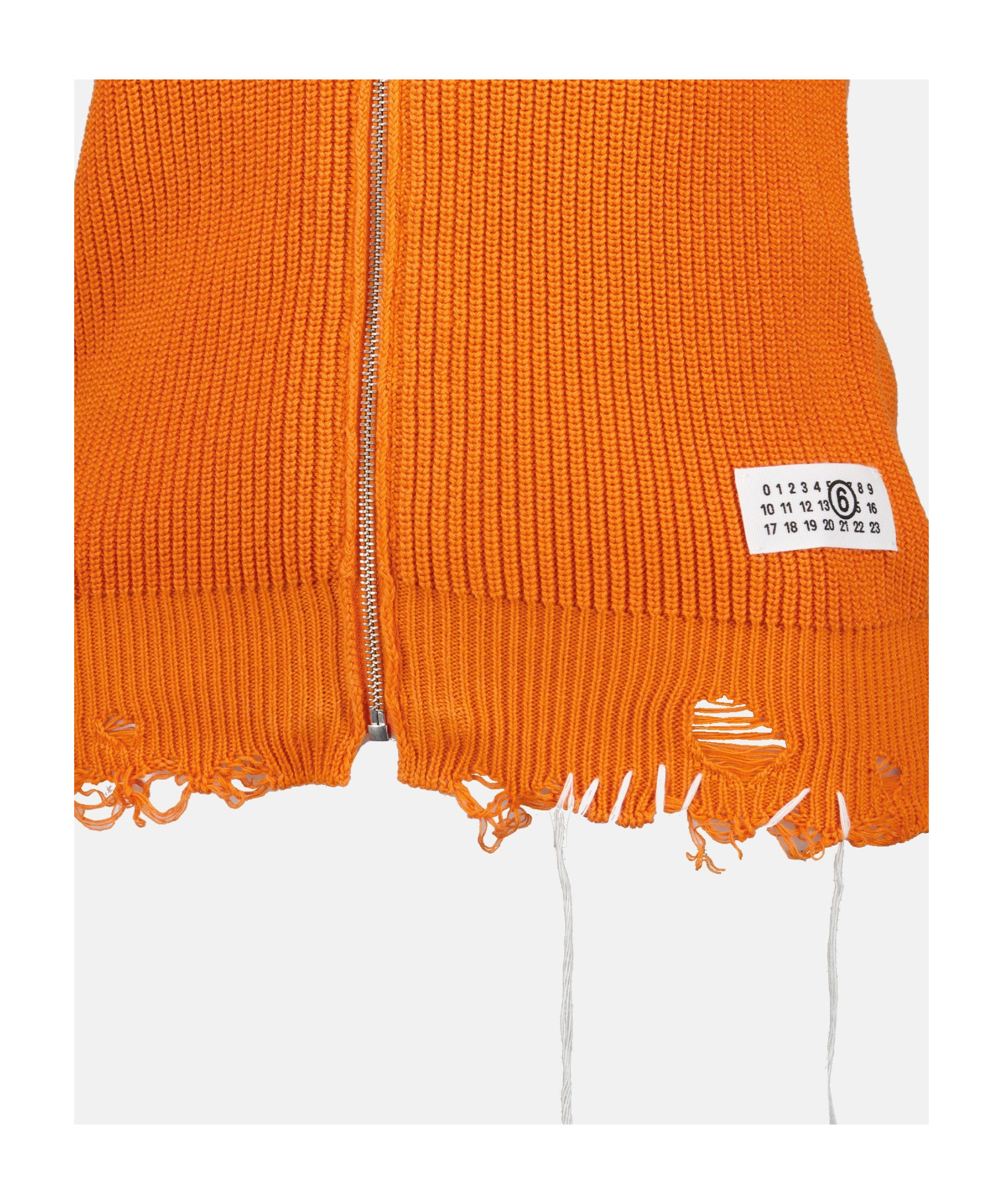Shop Mm6 Maison Margiela Ribbed-knit Cardigan In Orange