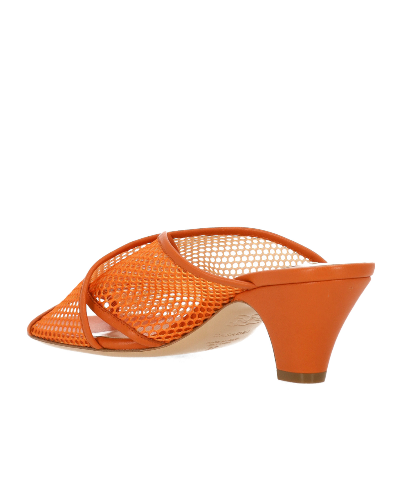 Casadei Mesh Cross Strap Mules In Orange