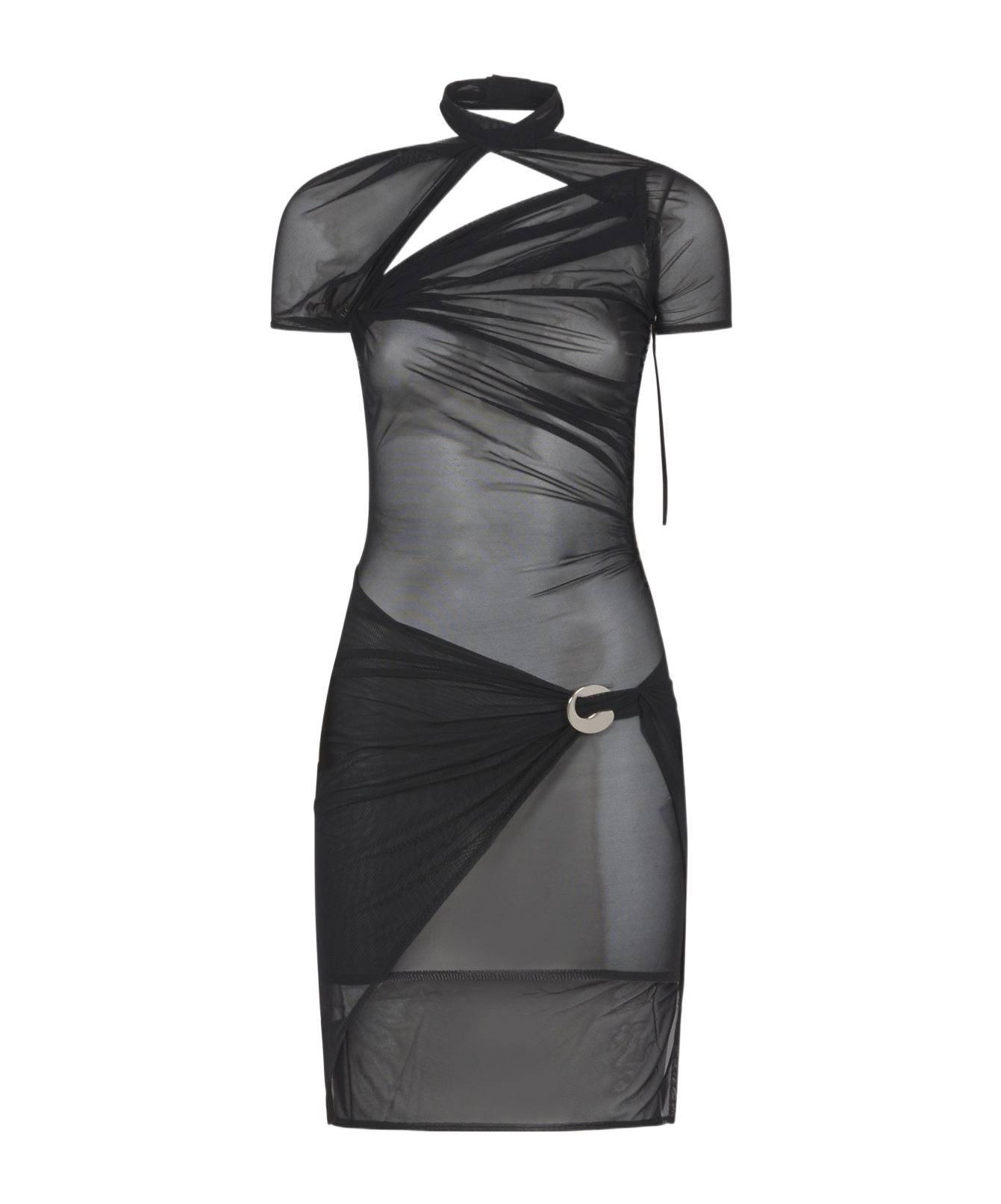 Coperni Black Draped Minidress In Black