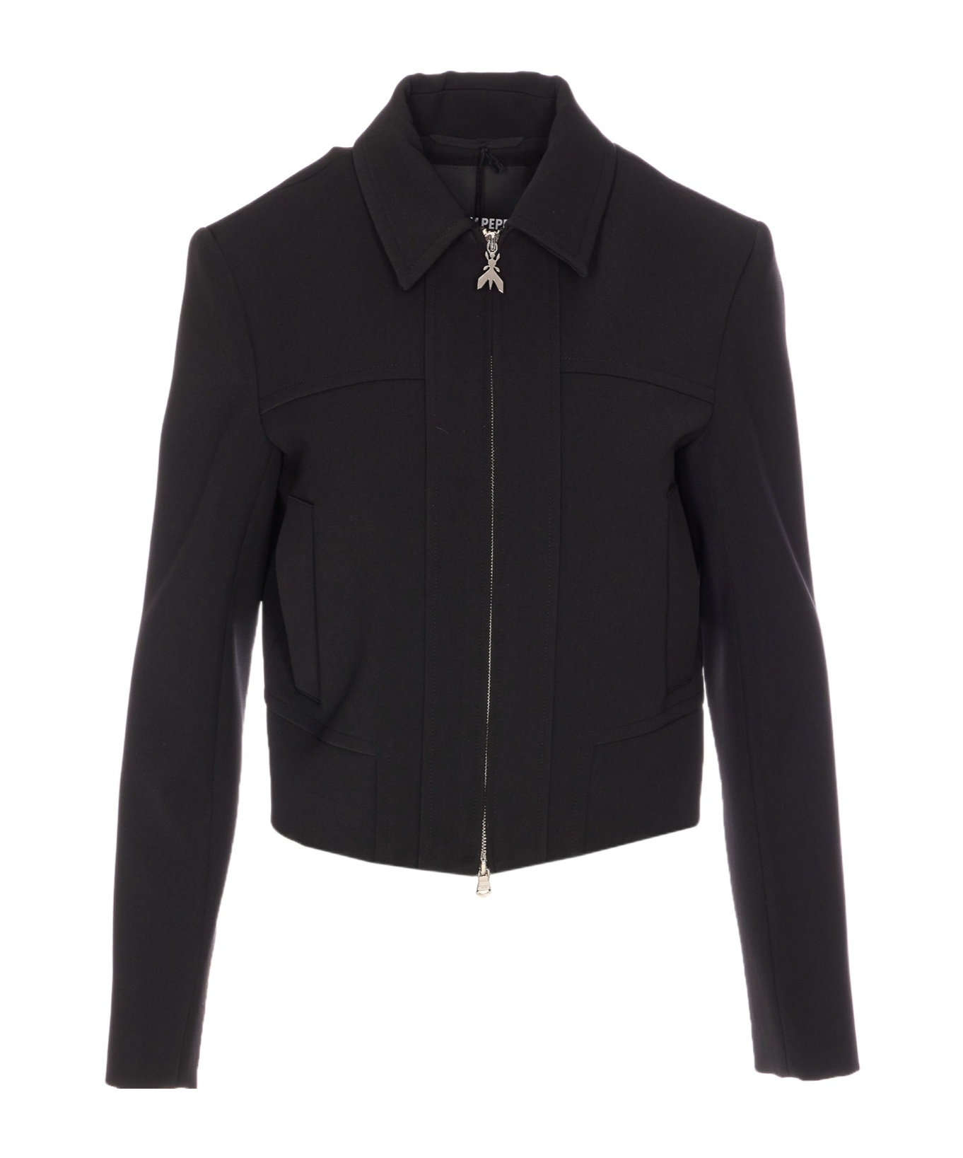 Patrizia Pepe Cropped  Zipped Jacket In Black
