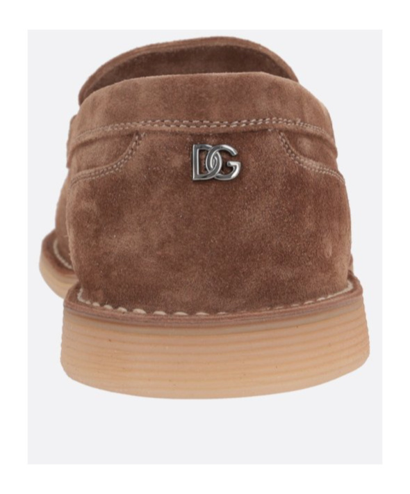 Dolce & Gabbana Brown Suede Loafers With Rubber Sole In Brown