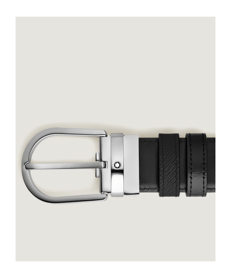 Montblanc Reversible Horseshoe Buckle Leather Belt In Black And Blue