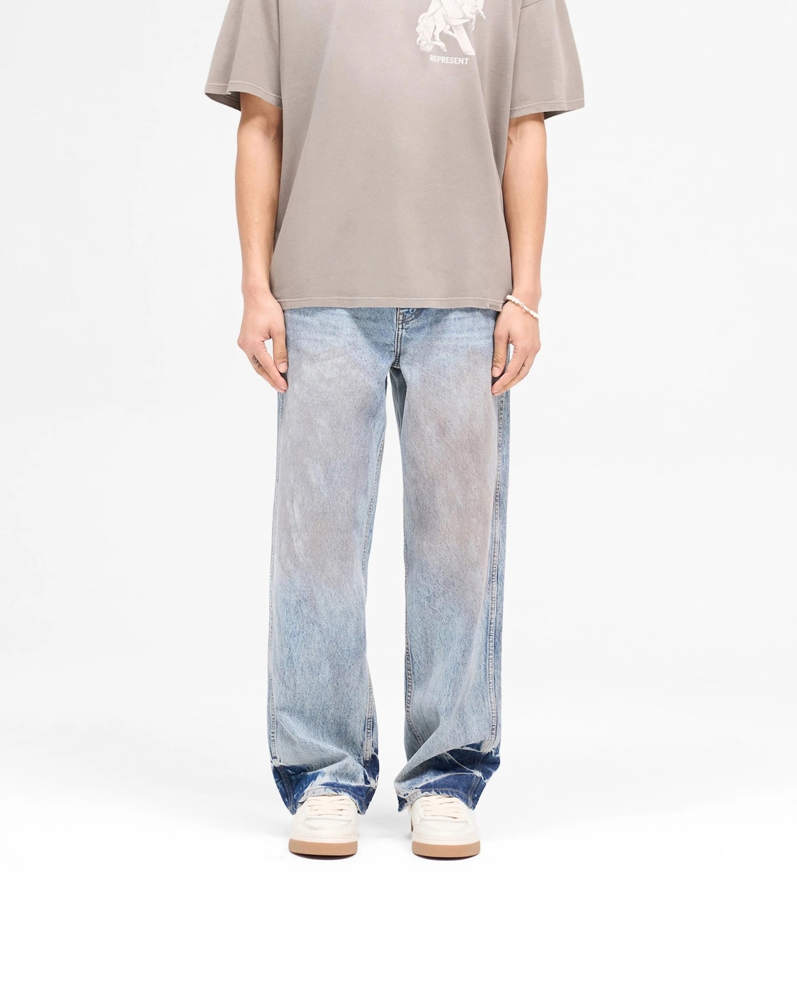 Represent Jeans With Belt Loops In Gray