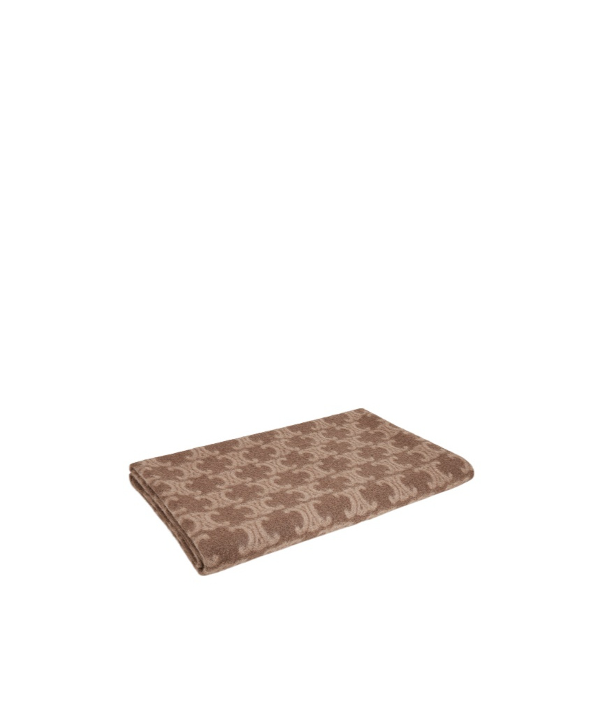 Celine Logo Cashmere Blanket In Brown