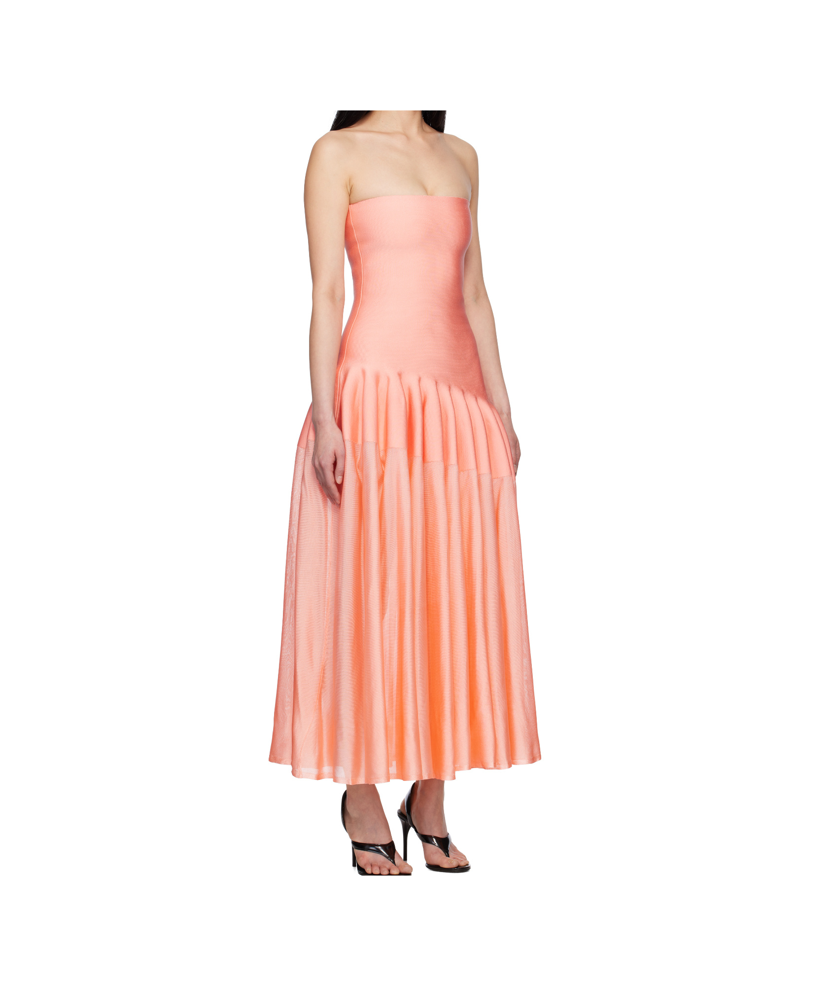 Shop Alaïa Godet Midi Dress In Peche