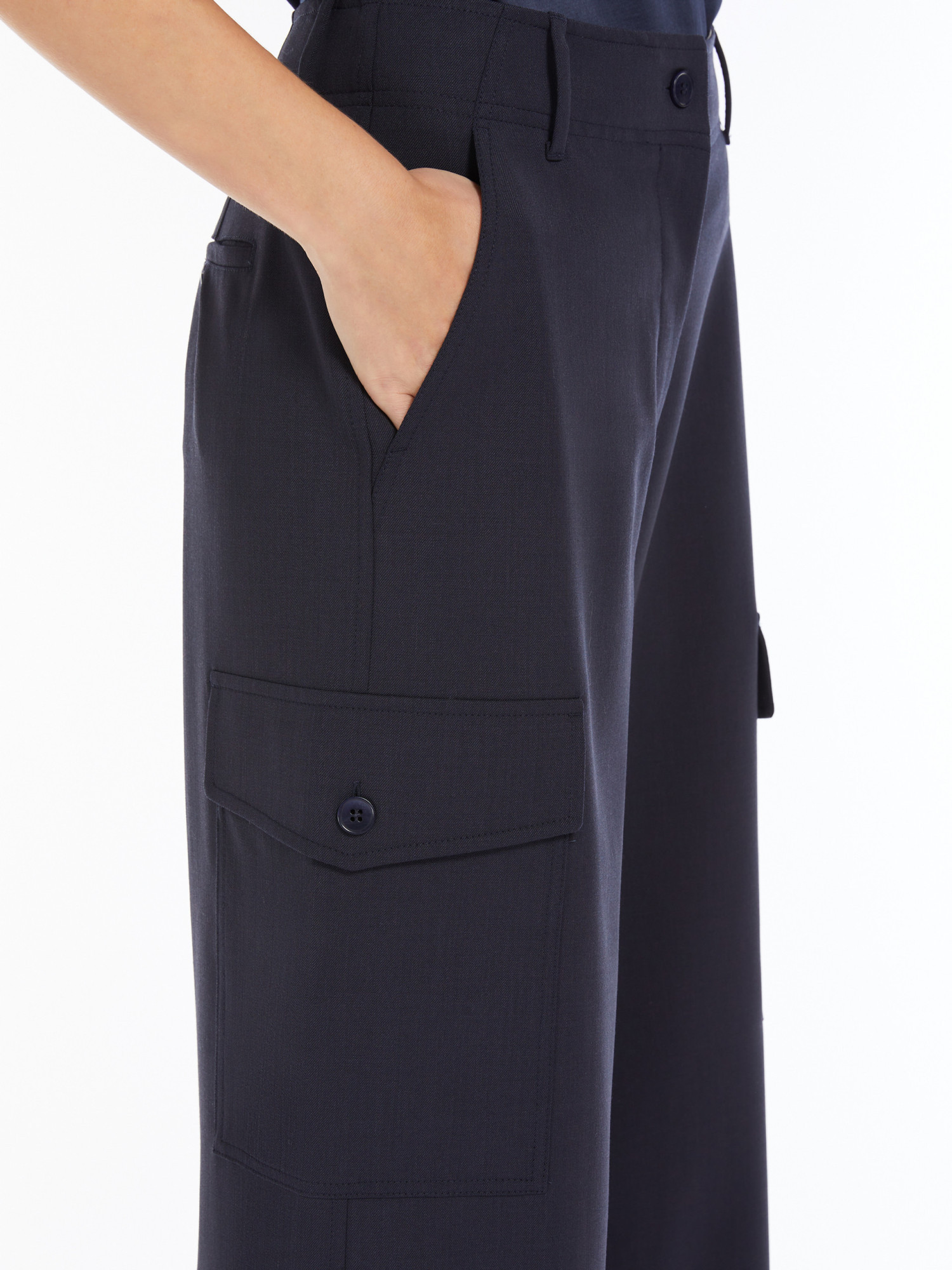 Weekend Max Mara Wool-blend Cargo Trousers In Black