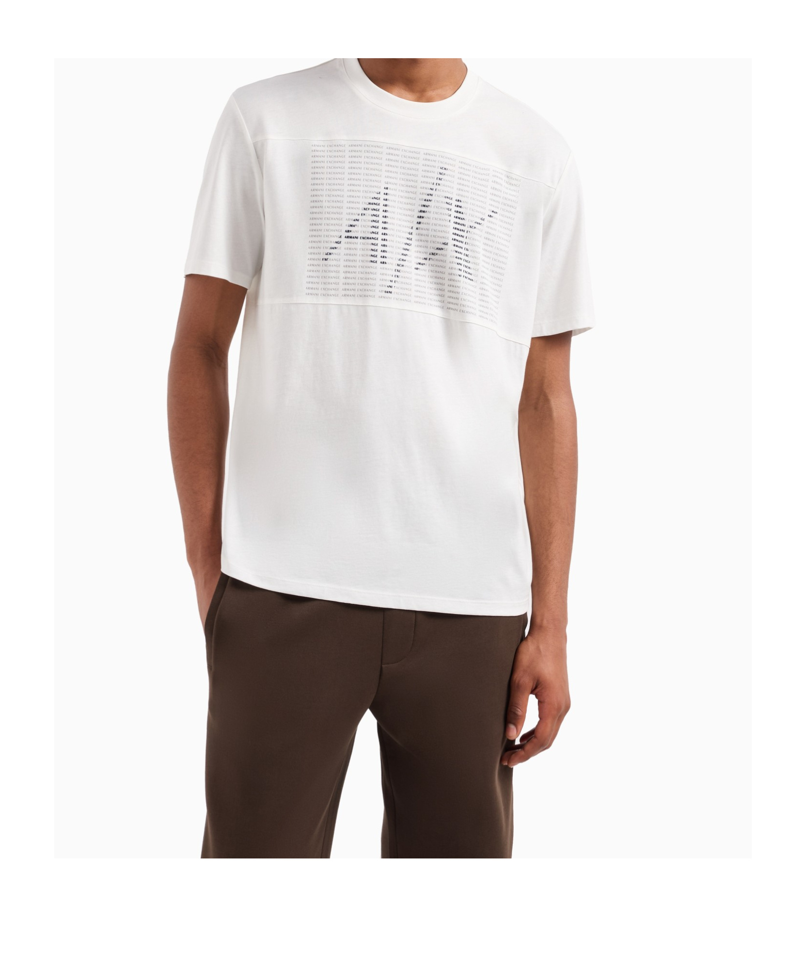 Armani Exchange Regular Fit Heavy Cotton T-shirt With Stencil Logo In White