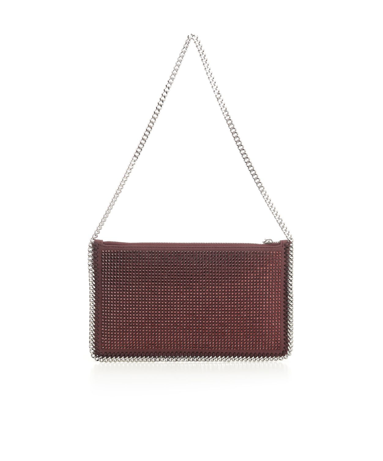 Stella Mccartney Falabella Pochette Accessoire Crystal Hotfix On Alter Suede Shoulder Bags Bordeaux