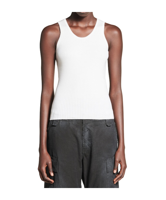 Balenciaga Tank Top In White Classic Knit Wool In White