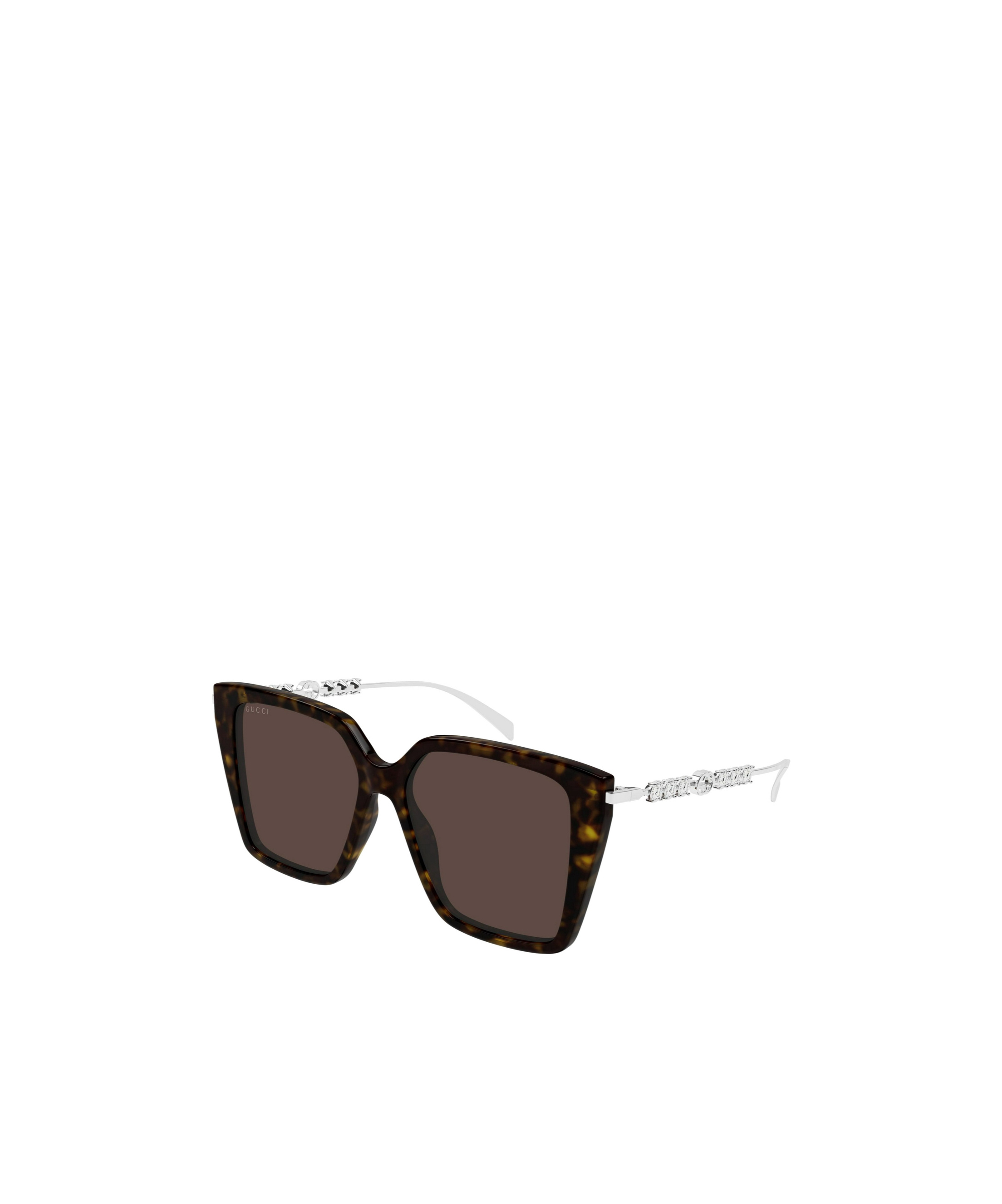 Gucci Gg1967s Linea Emblem 003 Havana Silver Brown Sunglasses In Brown