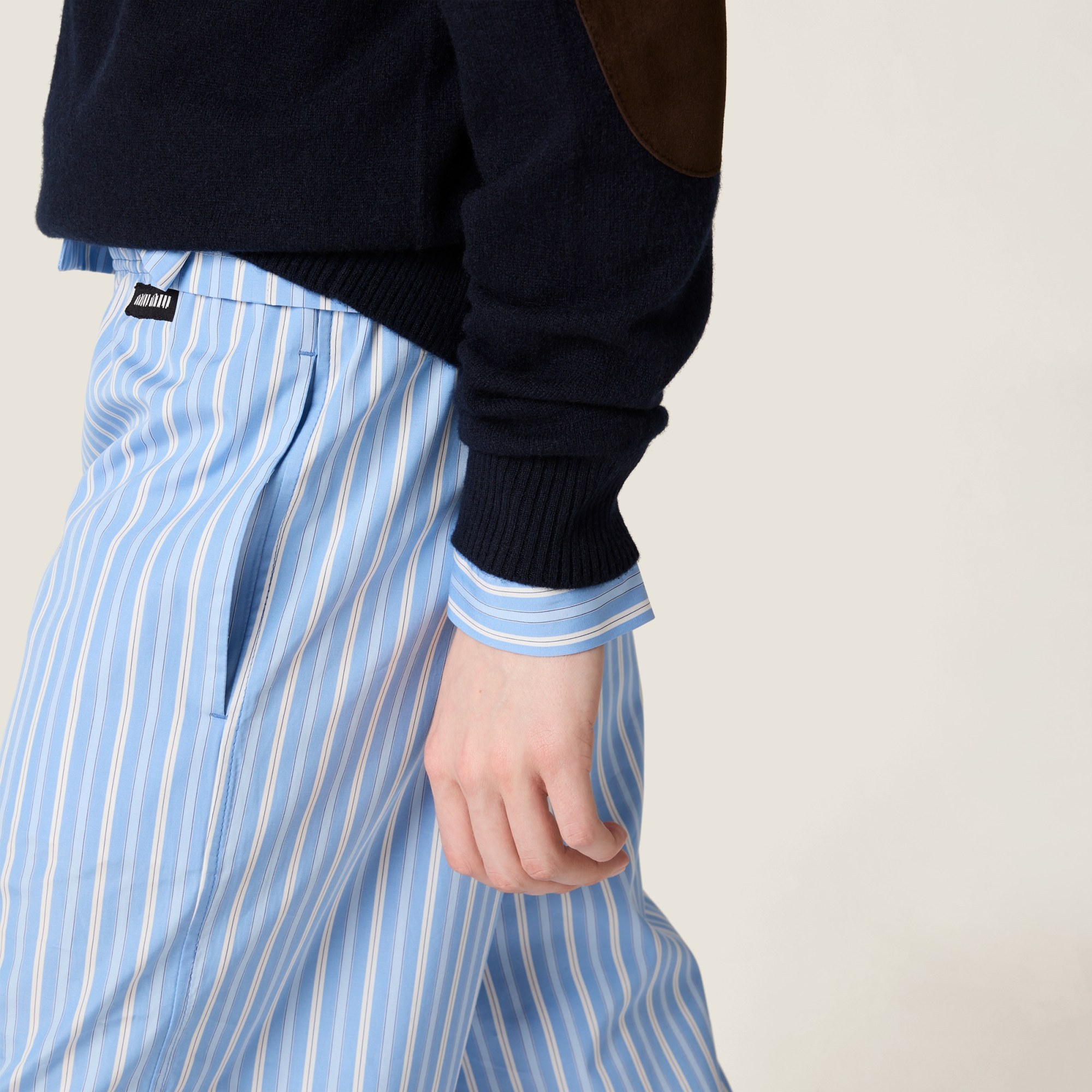 Miu Miu Striped Embroidered Pyjamas Pant In Blue