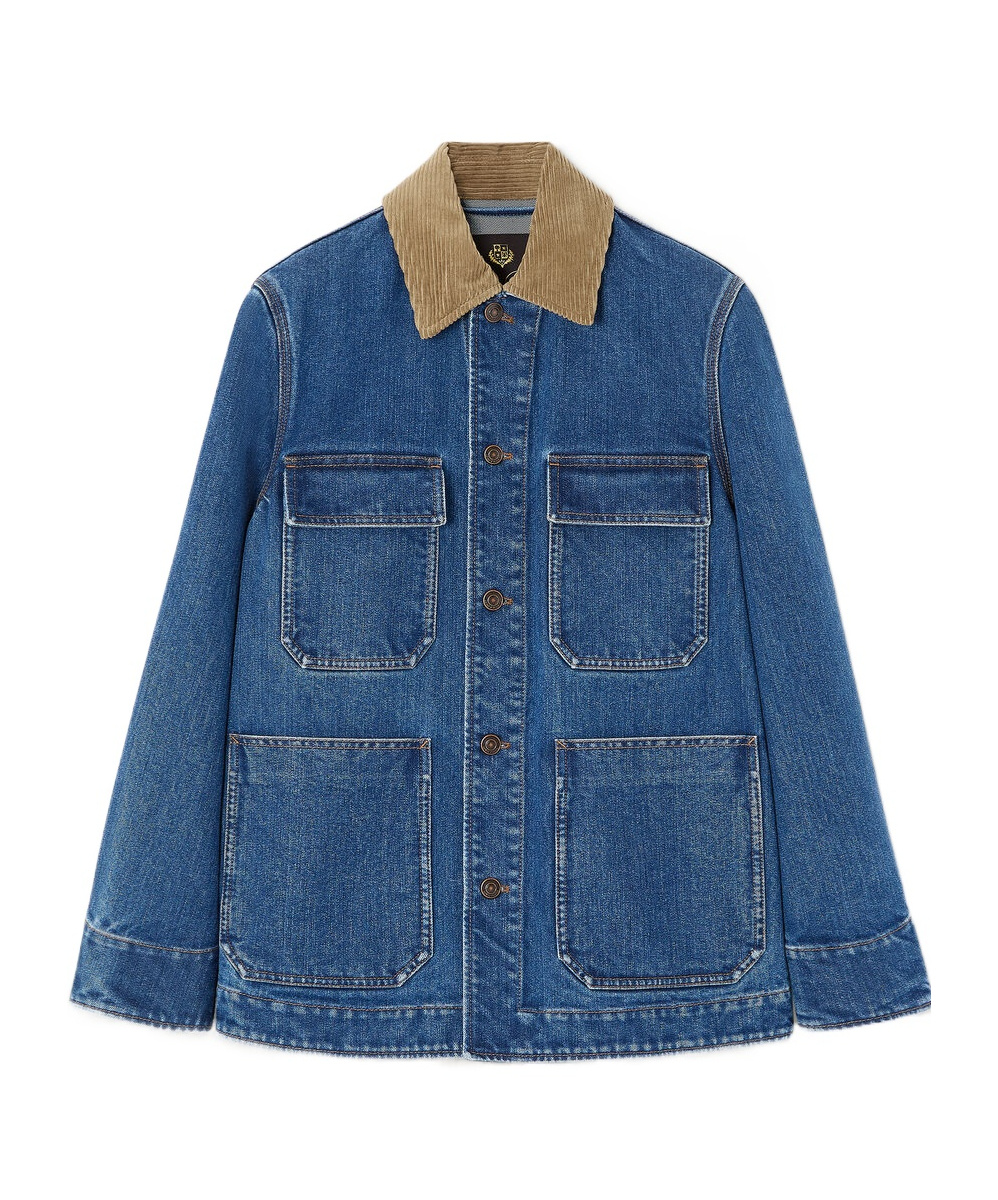 Loro Piana Dean Corduroy-trimmed Denim Jacket In Blue