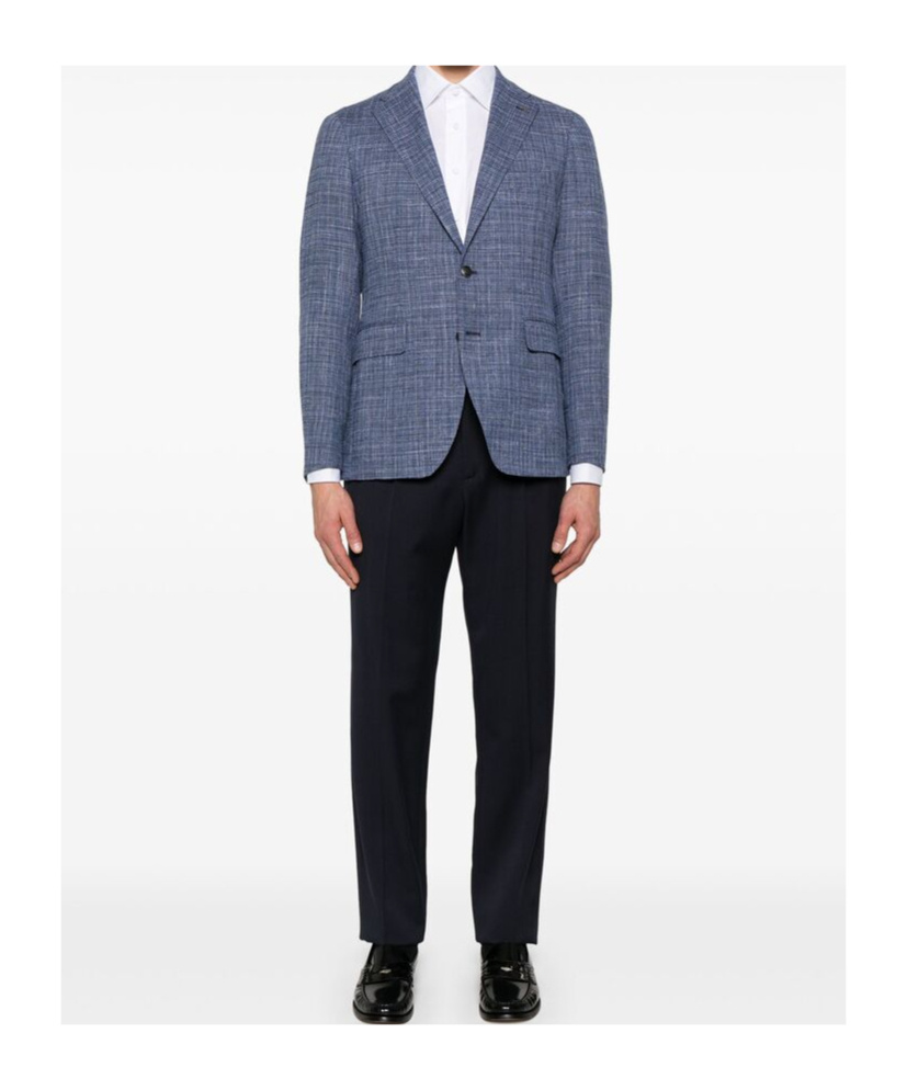 Shop Tagliatore Single-breasted Boucle Blazer In Gray