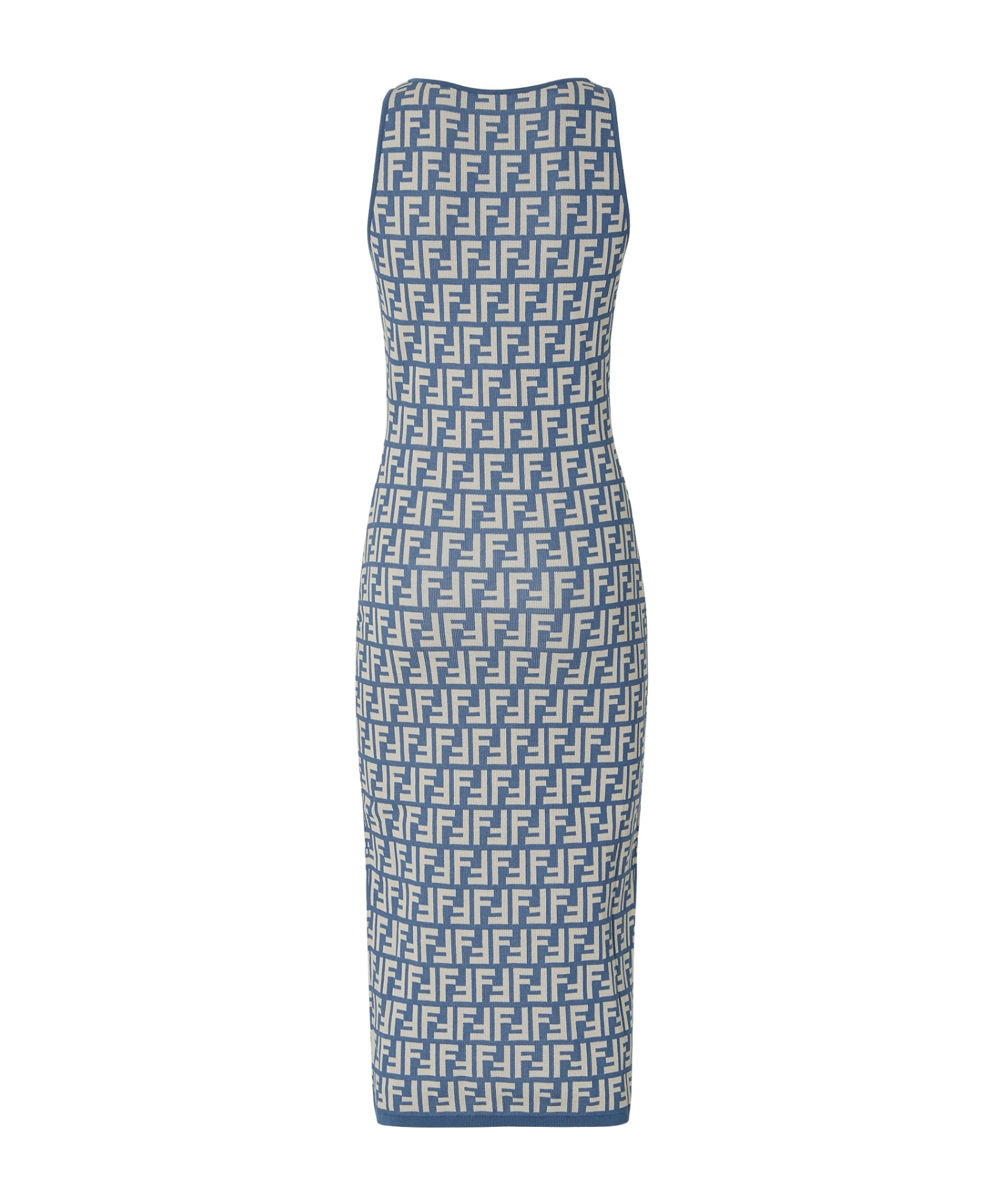 Fendi Blue Ff Jacquard Knit Midi Dress In Blue