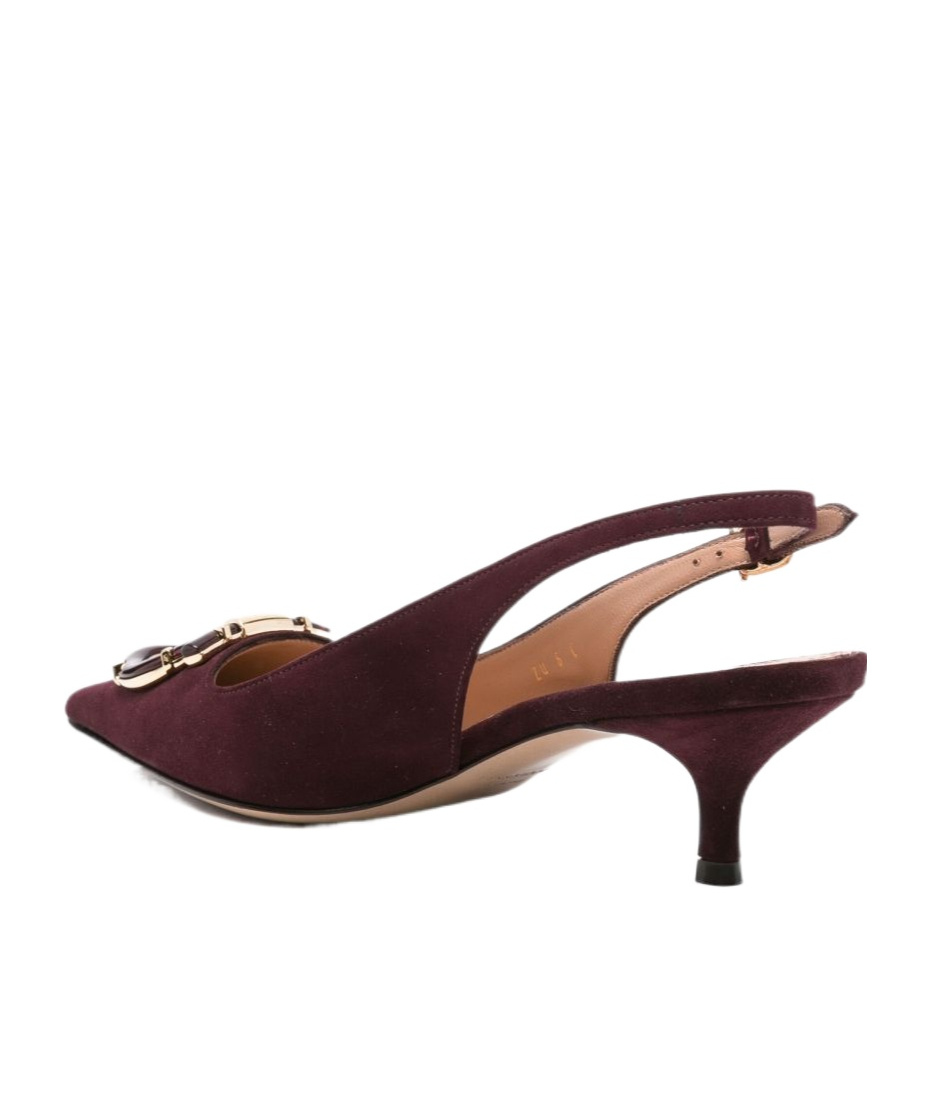 Ferragamo Maroon Leather Pumps In Burgundy