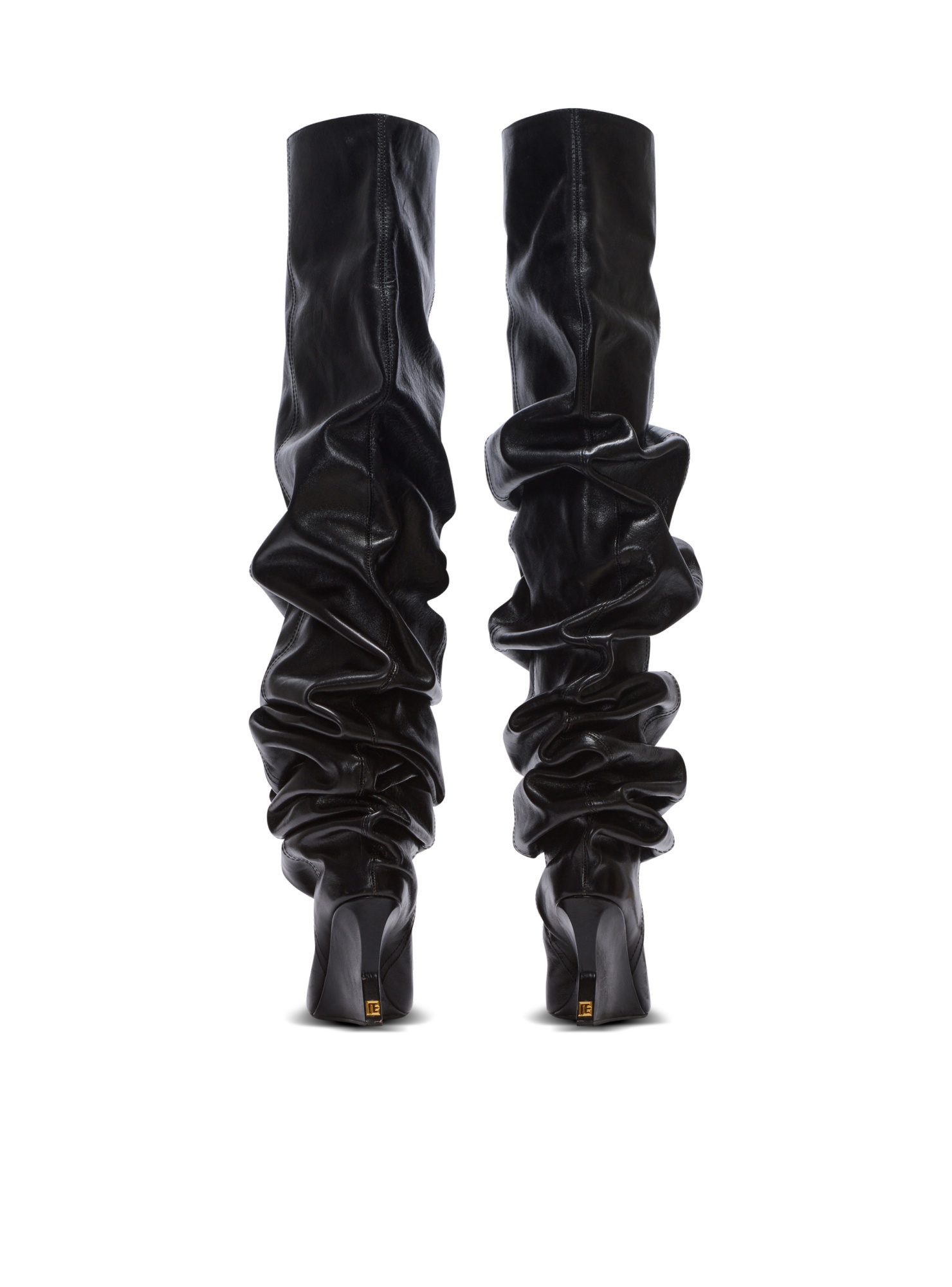 Balmain 95mm Calfskin Wedge Over-the-knee Boots In Black