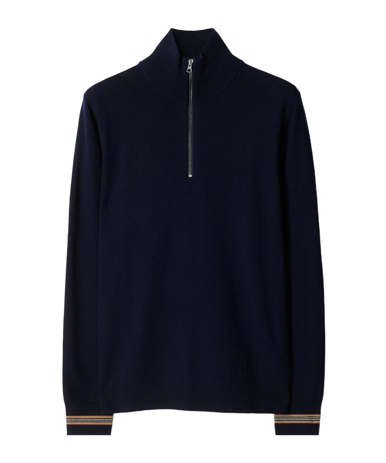 Shop Burberry Wool Semi-zipper Sweater In Black