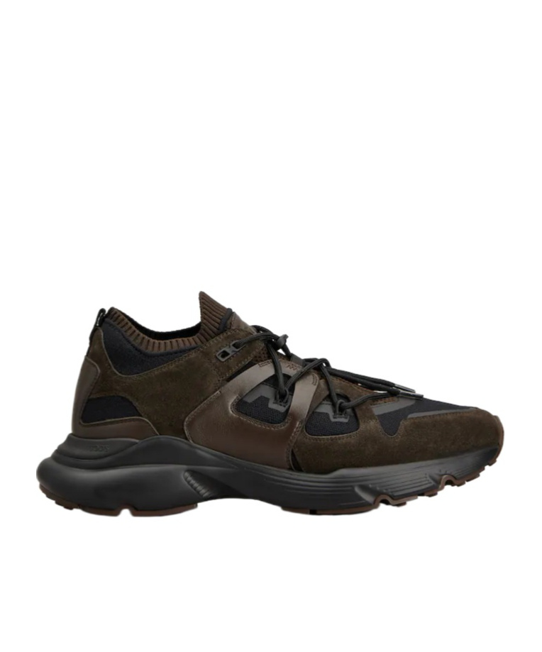 Tod's Sneakers In Pelle E Tessuto Tecnico In Black