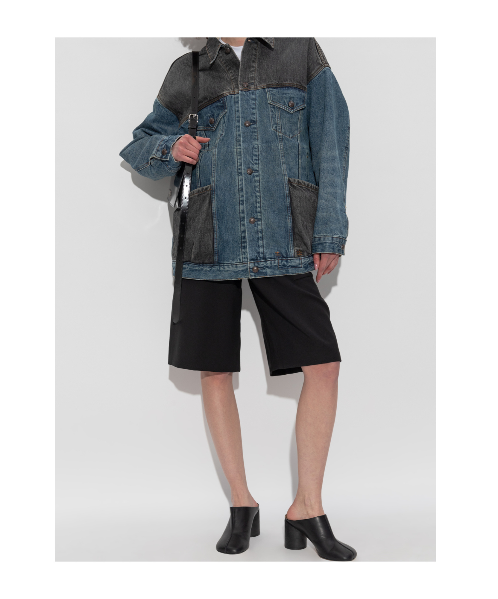 R13 Black Crossover Knee-length Shorts In Black