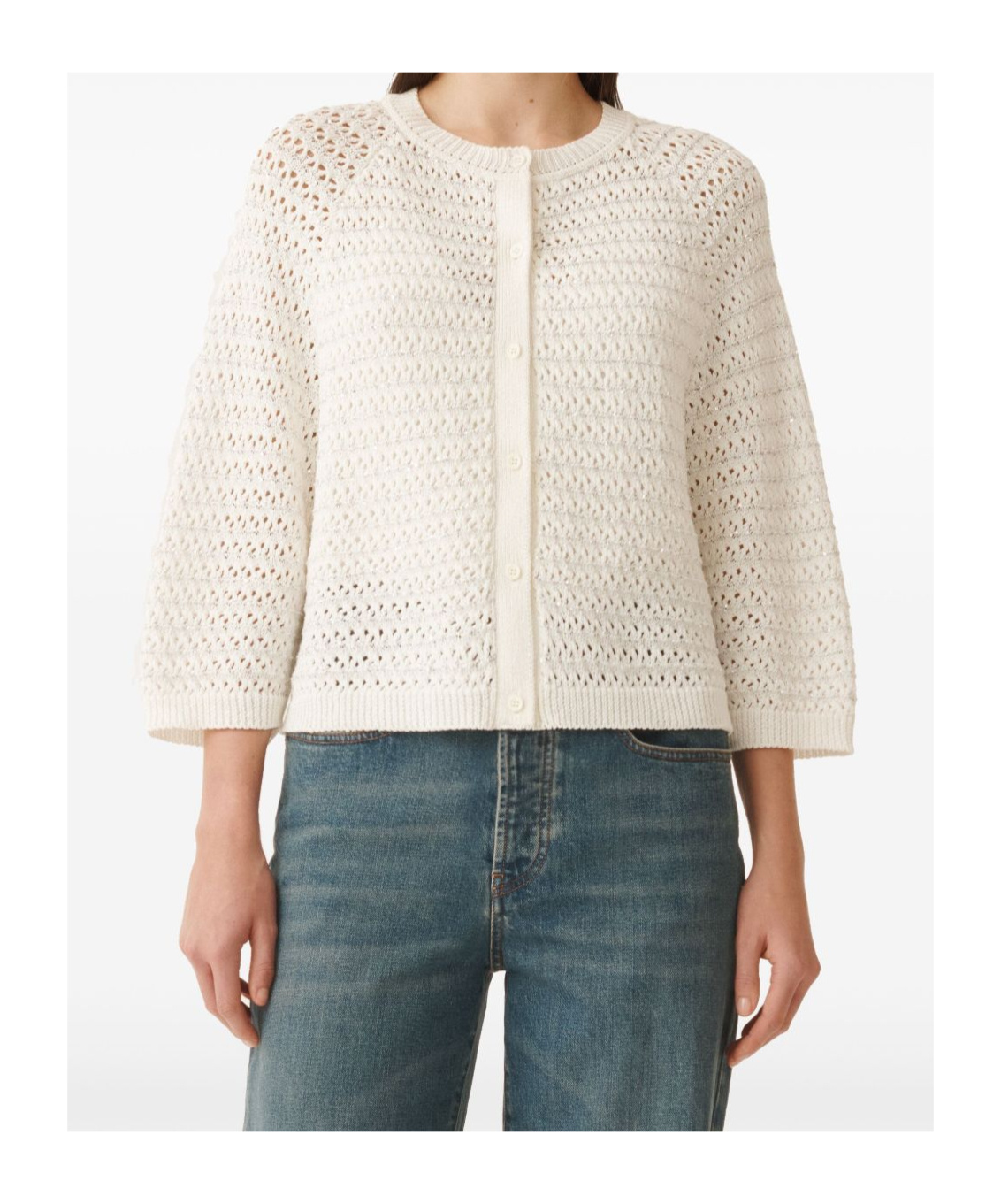 Fabiana Filippi Cotton Open Cape With Sequins In White