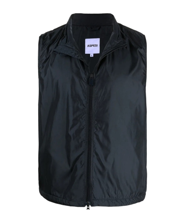 Aspesi Lapel Sleeveless Vest In Black