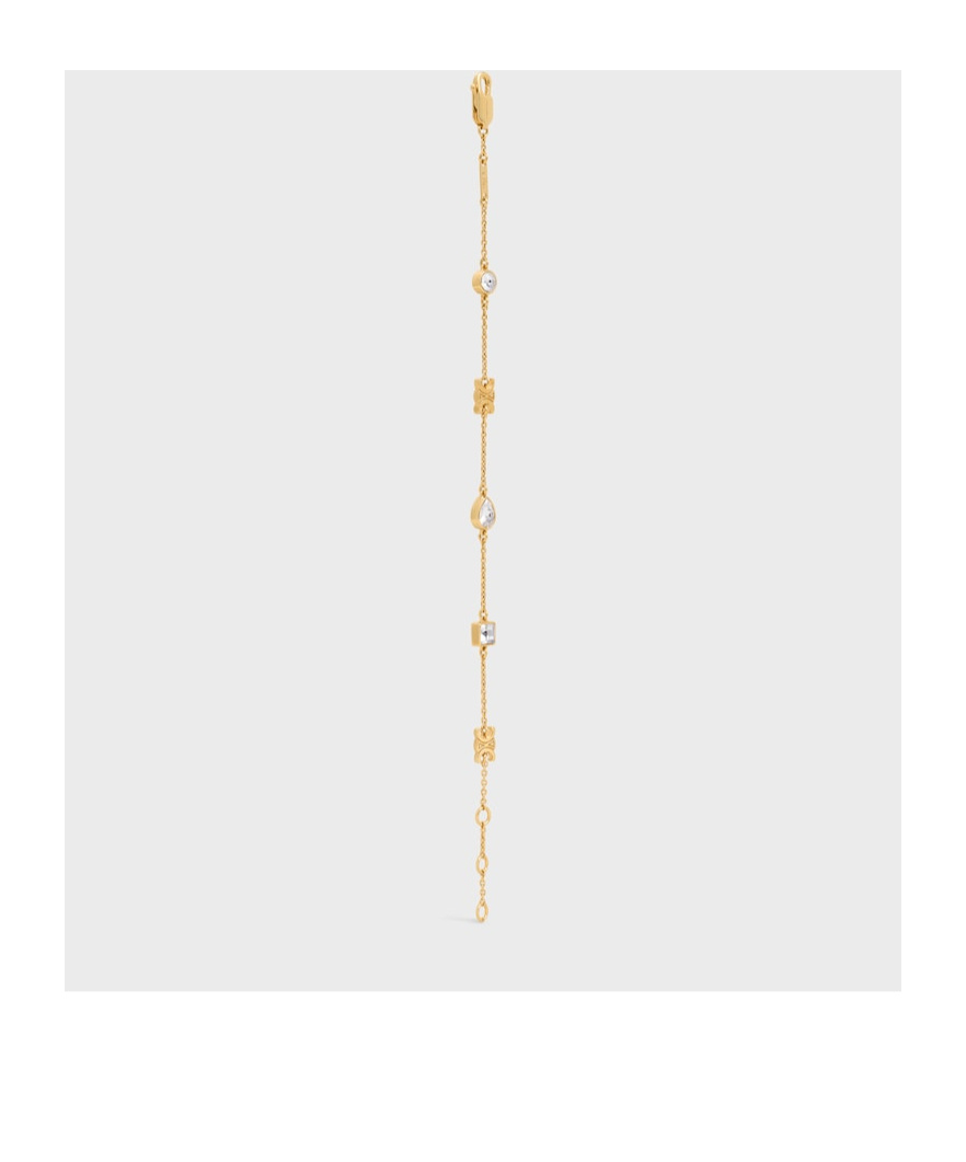 Celine Triomphe Twinkle Bracelet In Strass And Brass With Gold Finish In Gold