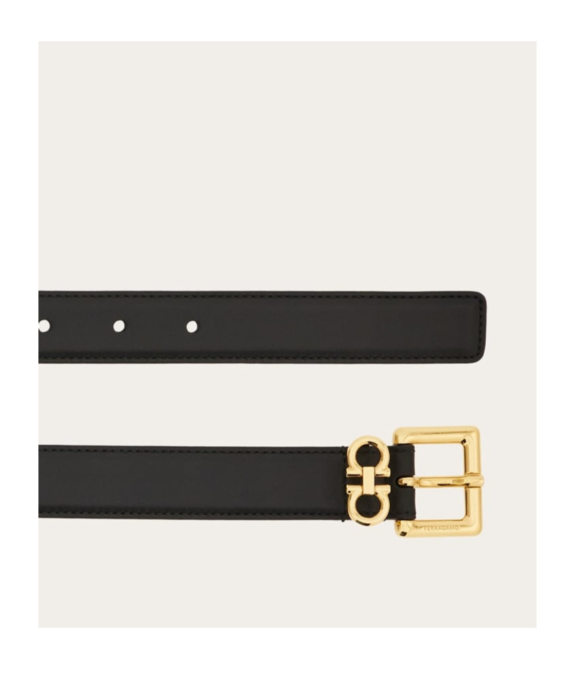 Ferragamo Gancini Loop Buckle Belt In Black