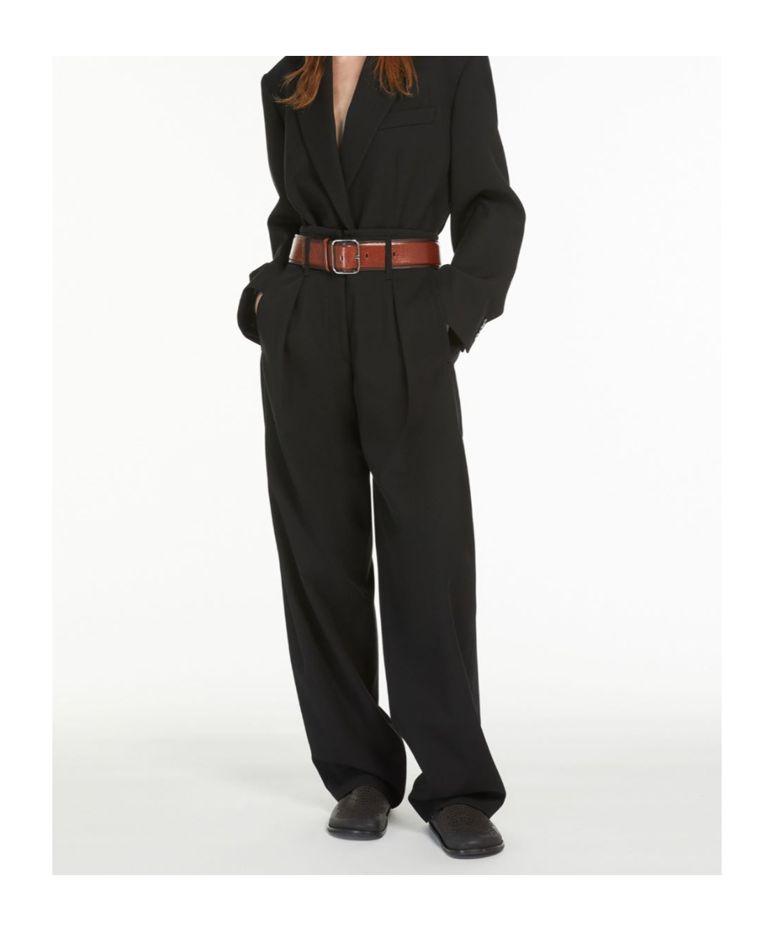 Weekend Max Mara Wool-blended Wide-leg Pants In Black