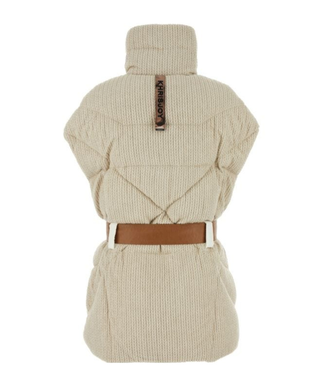 Khrisjoy Sand Knit Sleeveless New Iconic Down Jacket In Nude