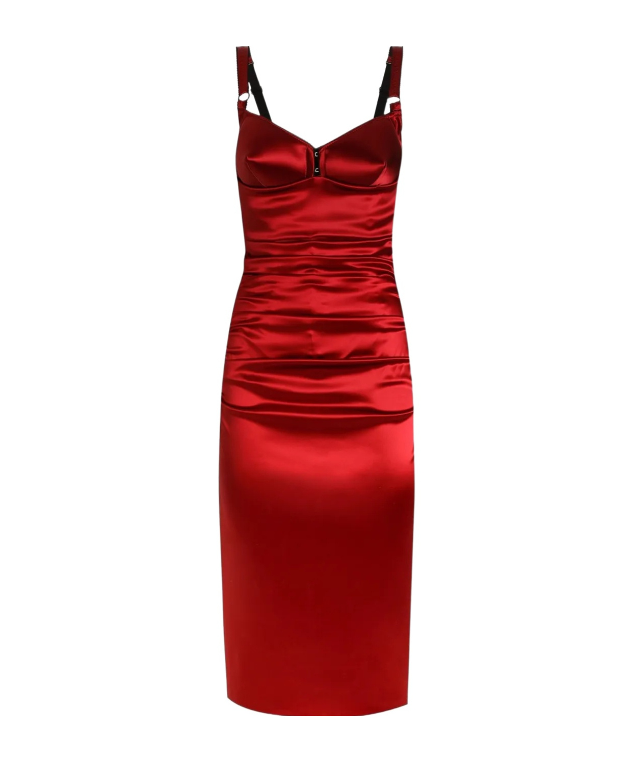Shop Dolce & Gabbana Bustier Midi Dress In Red