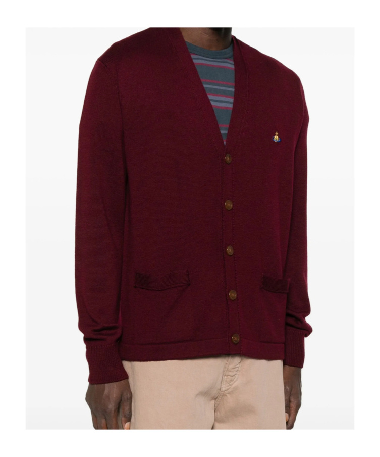 Vivienne Westwood Long-sleeved Knitted Cardigan In Brown