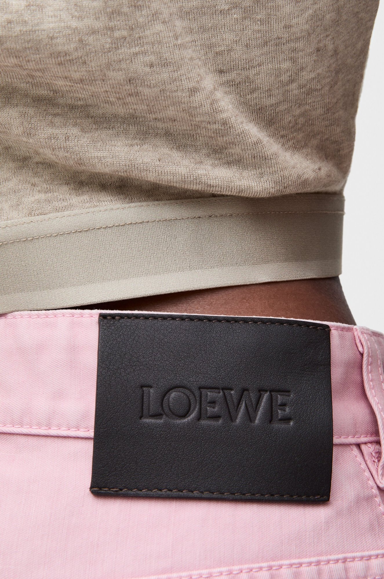 Shop Loewe Cropped Polo In Cotton And Wool In Nude