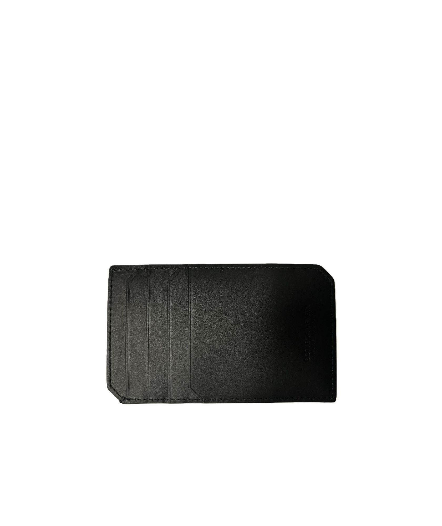Bottega Veneta Intrecciato Piccolo Vertical Card Case In Black