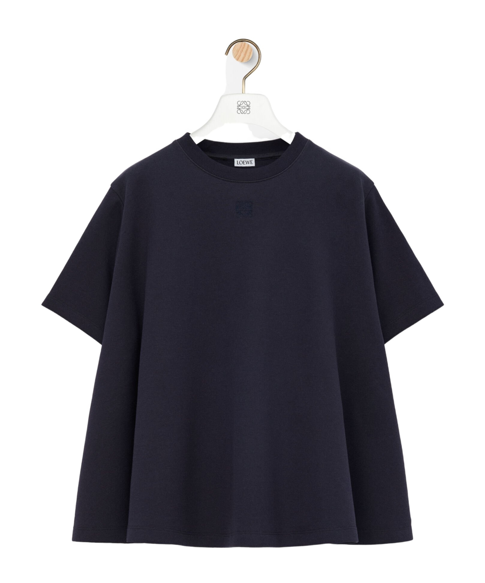Loewe Cotton Crew Neck T-shirt With Flared Hem In Black