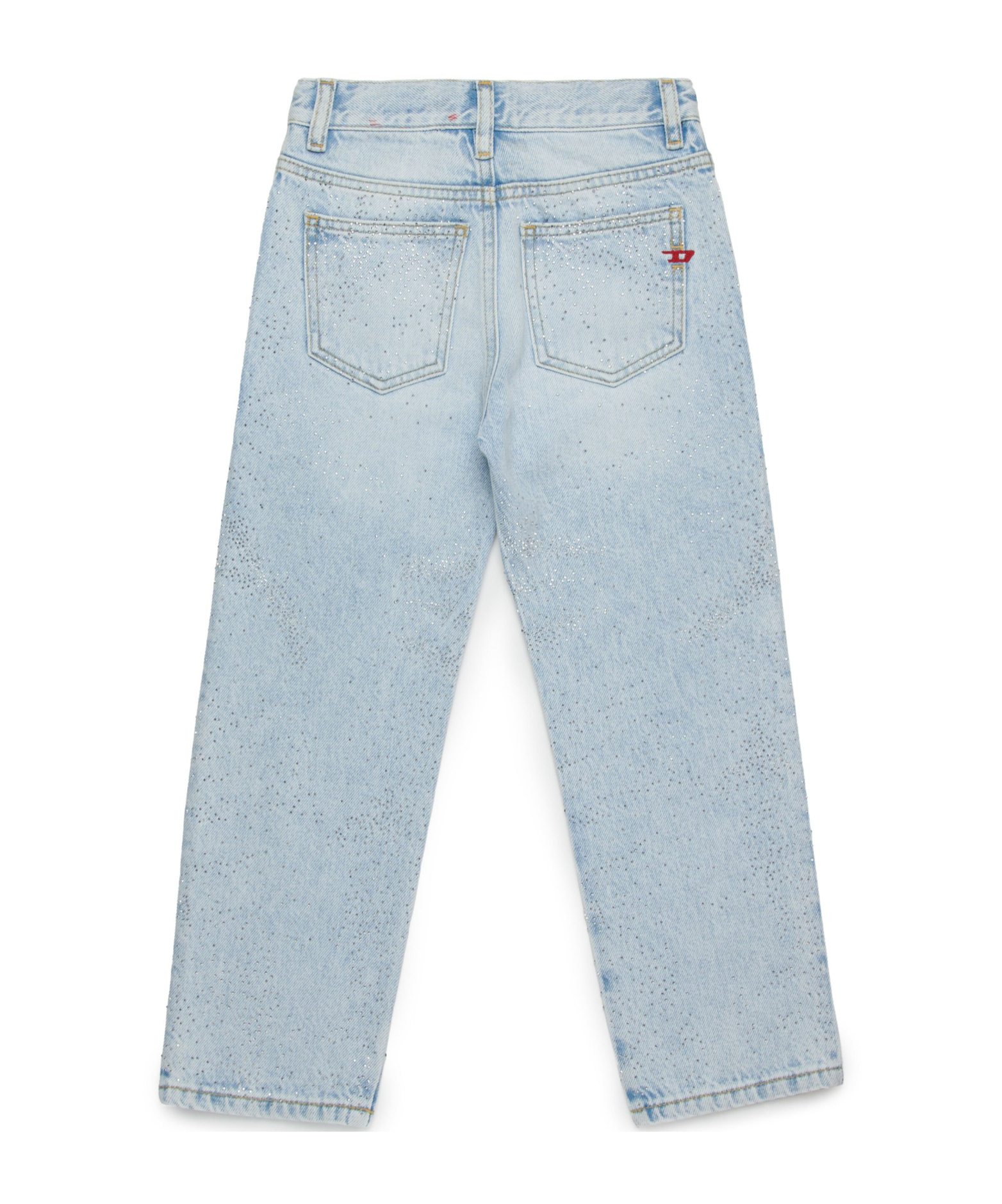 Diesel Kids Oval-d Embroidered Mid-waisted Jeans In Blue