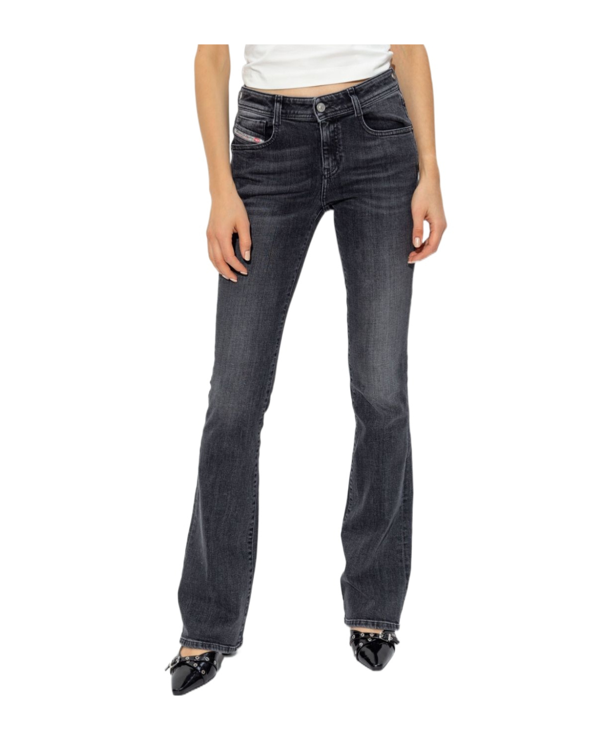 Diesel Straight Leg Trousers Five Pockets In Gray