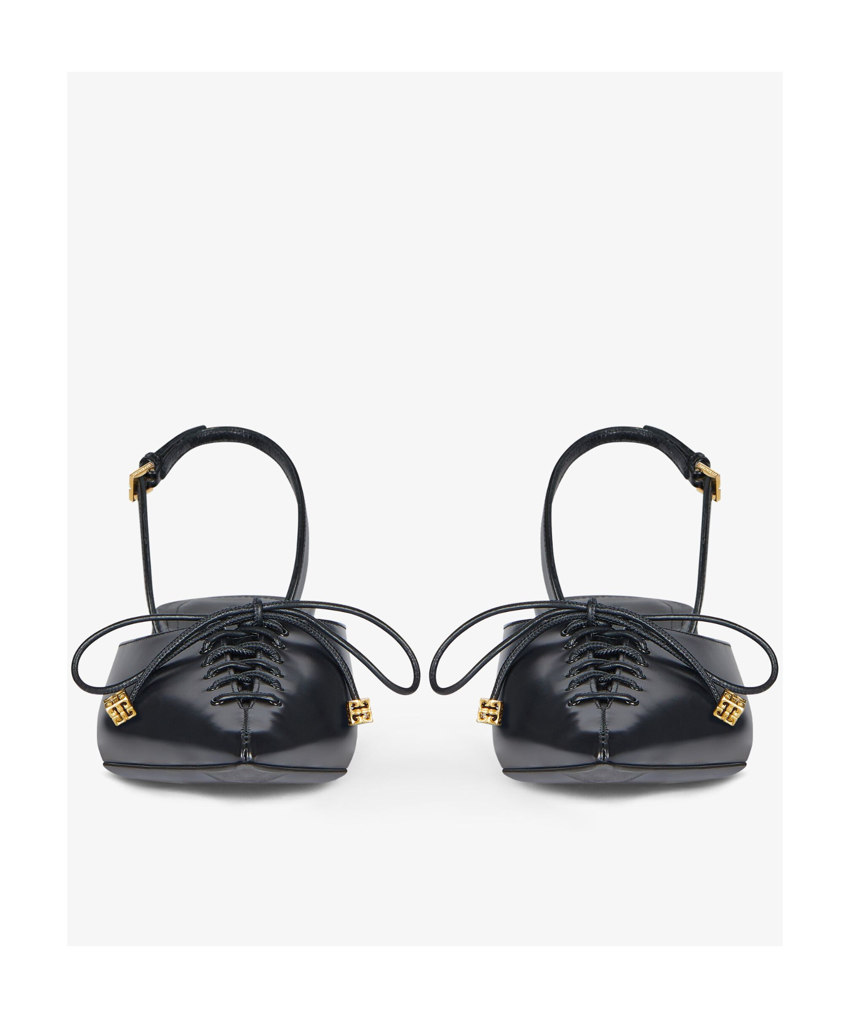 Givenchy Lace-up Slingbacks In Leather In Black