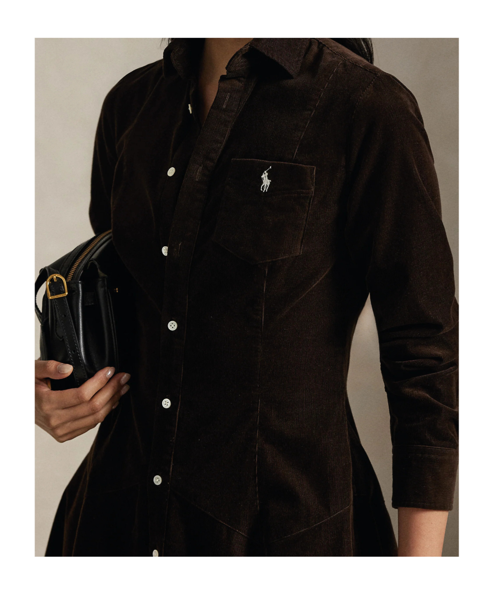 Polo Ralph Lauren Cotton Corduroy A-line Shirtdress In Burgundy