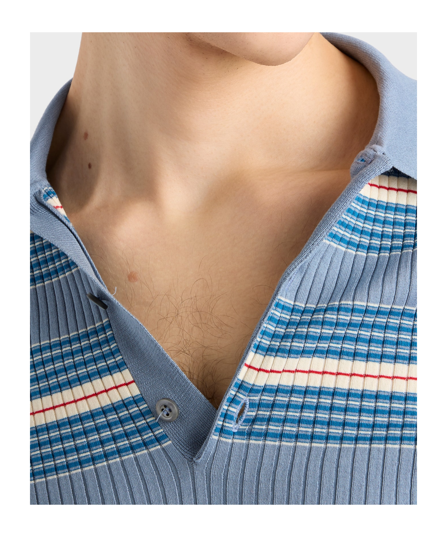 Prada Striped Cotton Polo Shirt In Multi