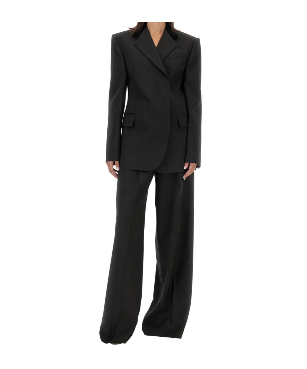 Sportmax Structured Jacket With Flap Pockets And Notched Lapel In Black