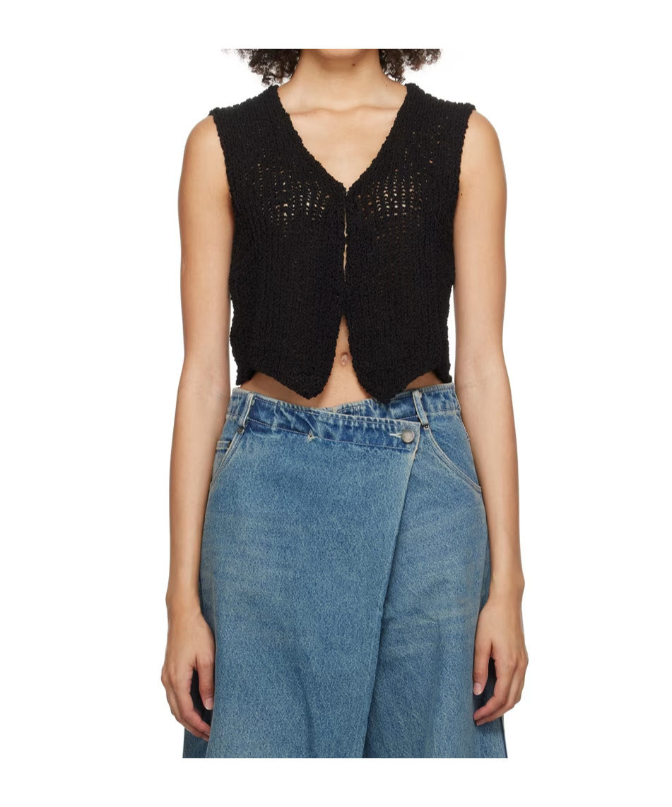 Open Yy Hook-and-eye Cardigan In Black