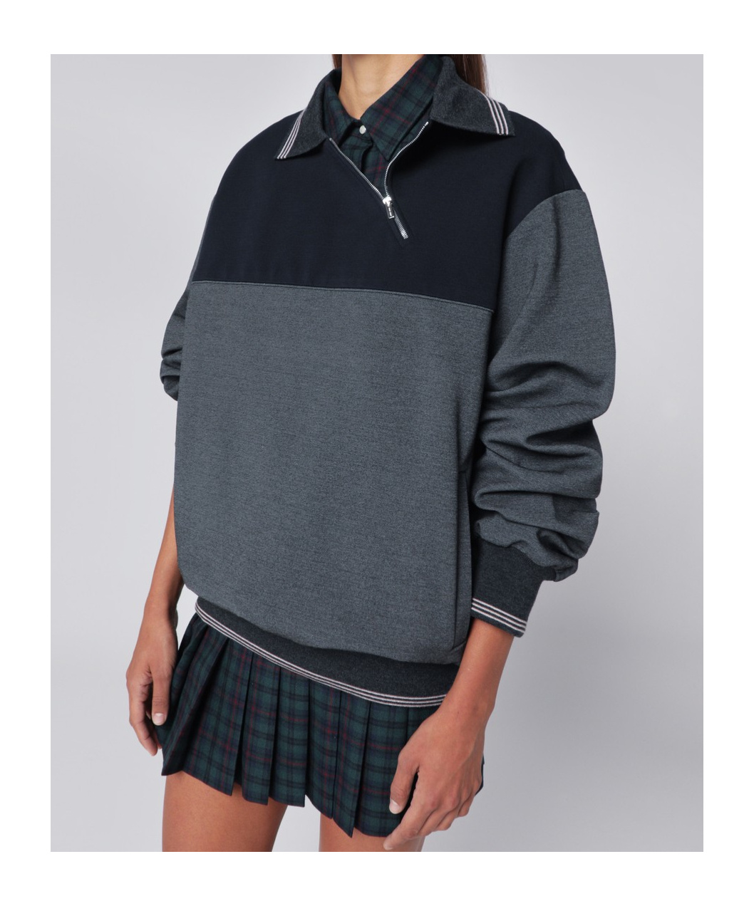 Miu Miu Womens Antracite Blu Asymmetric Jersey Polo Jacket Xs In Gray