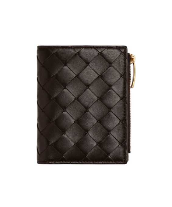 Bottega Veneta Intrecciato Small Bi-fold Wallet In Brown