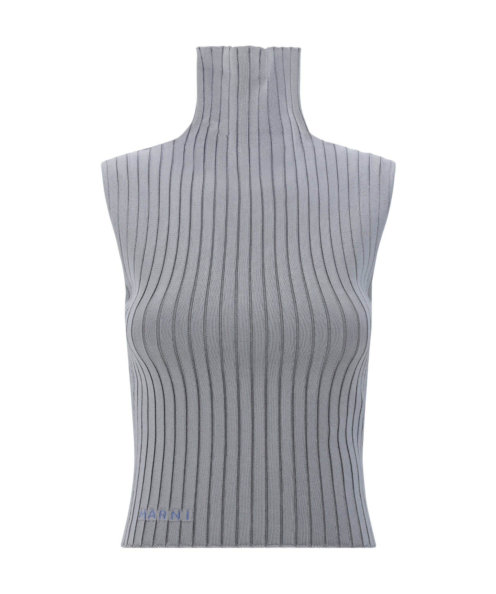 Marni Turtleneck Sleeveless Knit Top In Gray