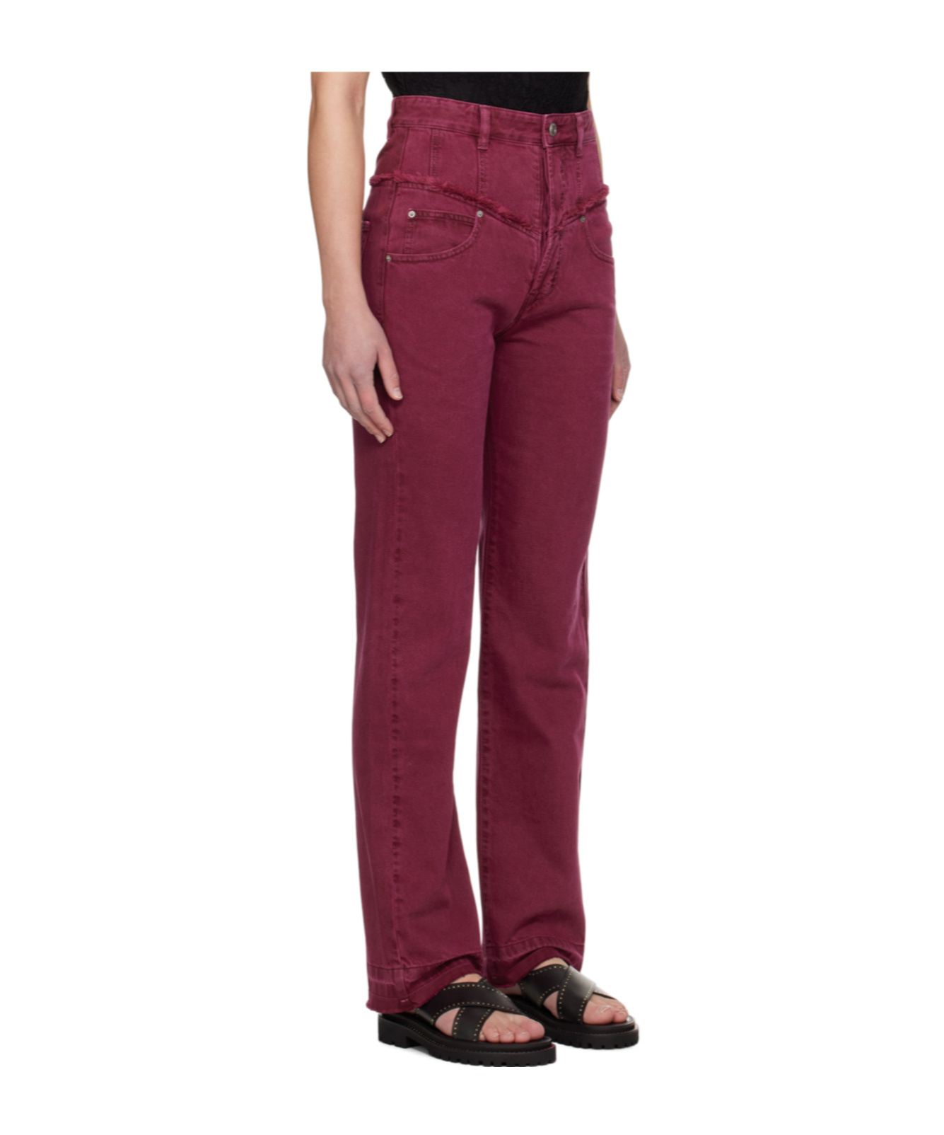Isabel Marant Noemie Raw-edge Straight Leg Jeans In Red
