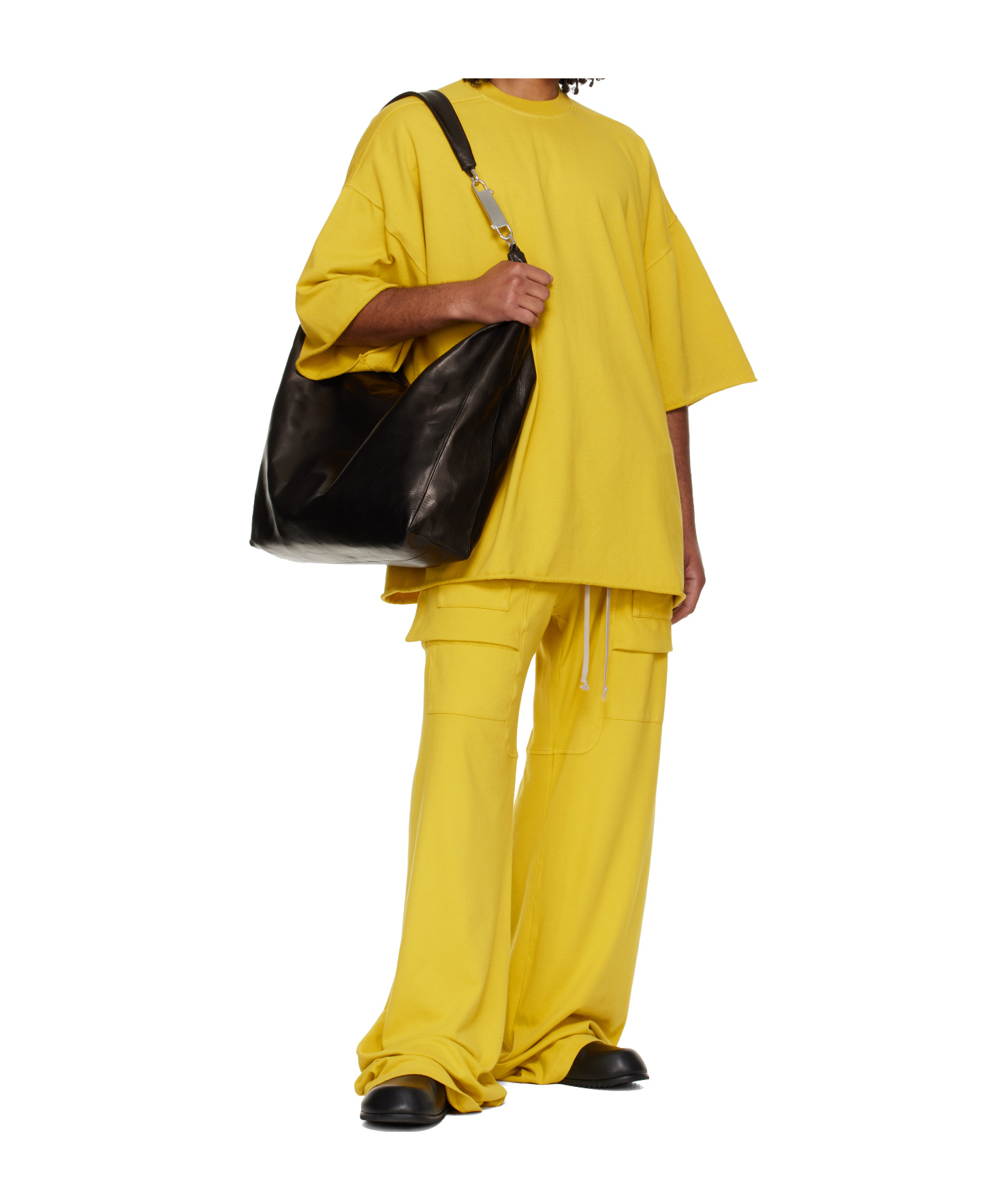 Rick Owens Drkshdw Concordians Wide Creatch Drawstring Cargo Pants In Yellow