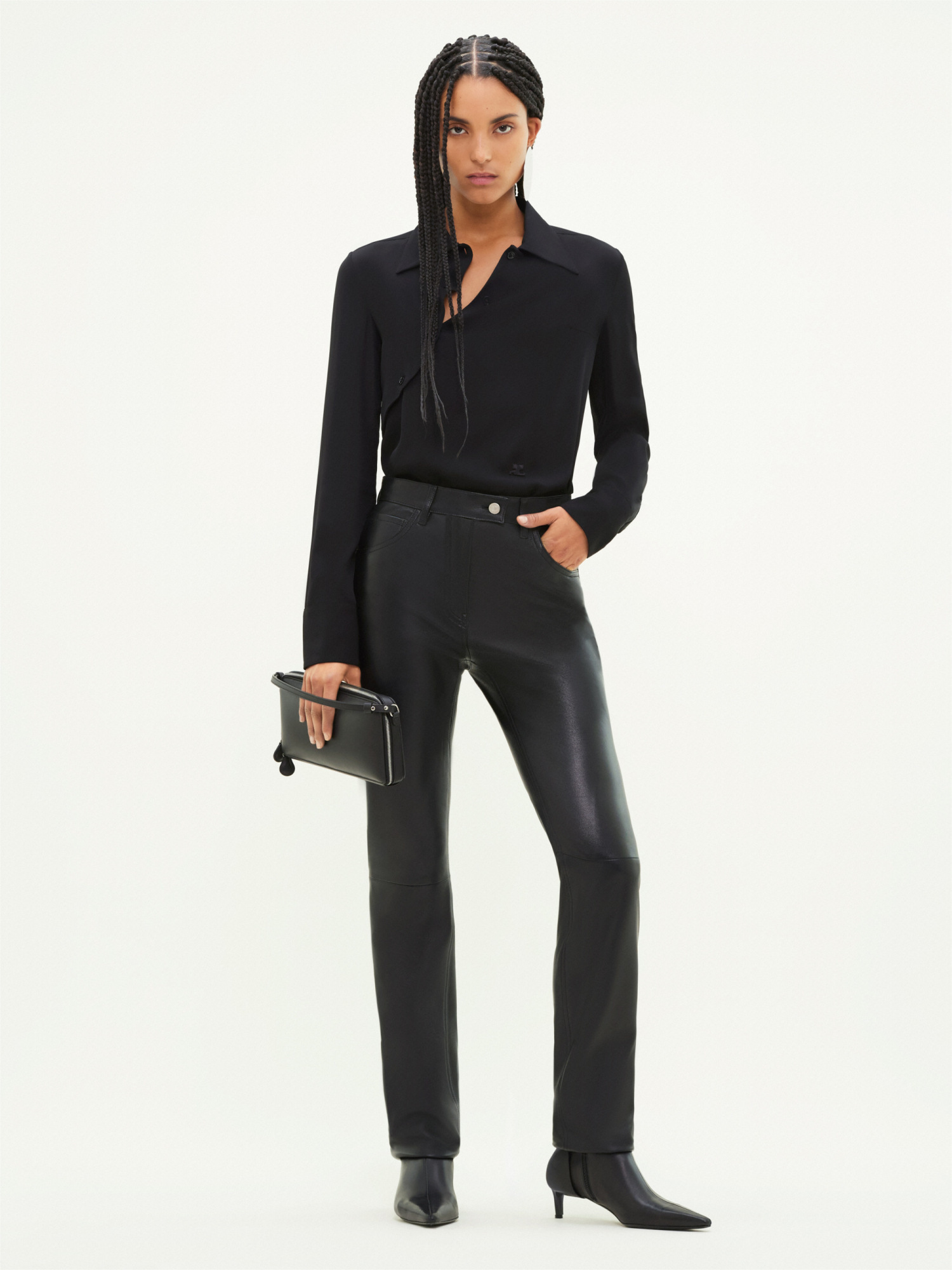 Courrèges Long-sleeved Shirt In Black