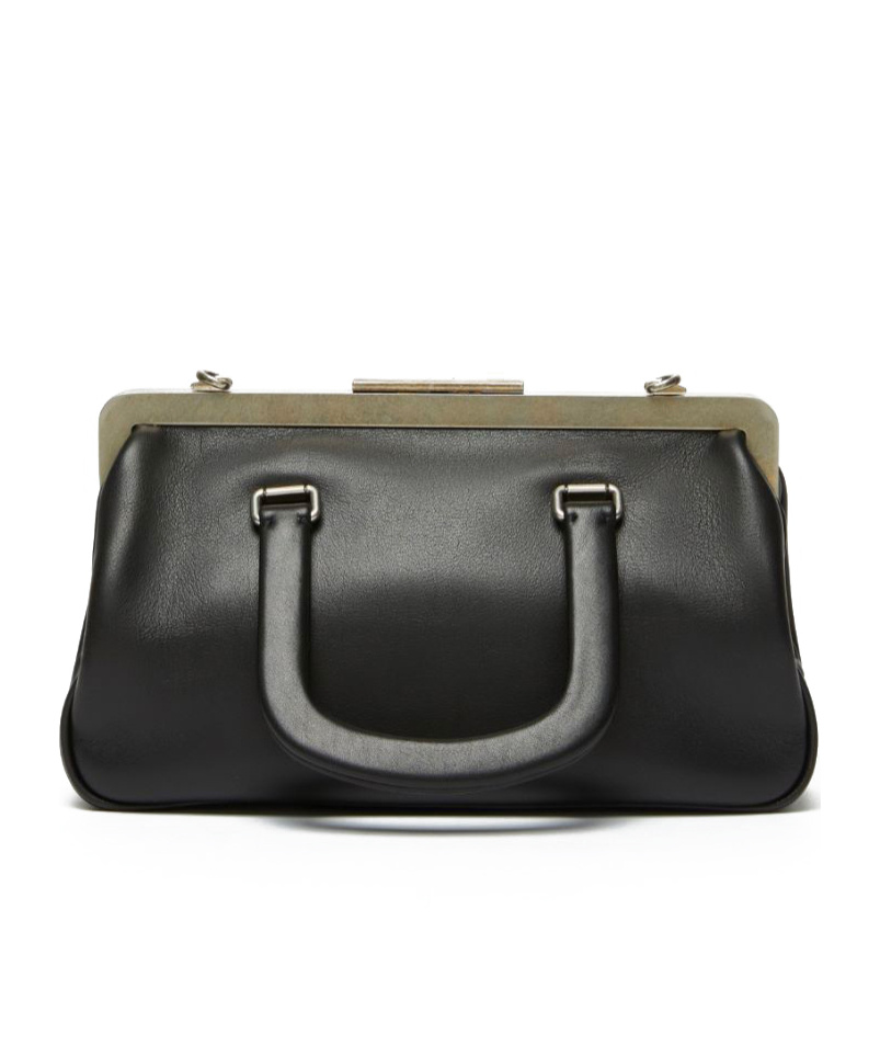 Max Mara Leather Handbag Small Clasps In Black