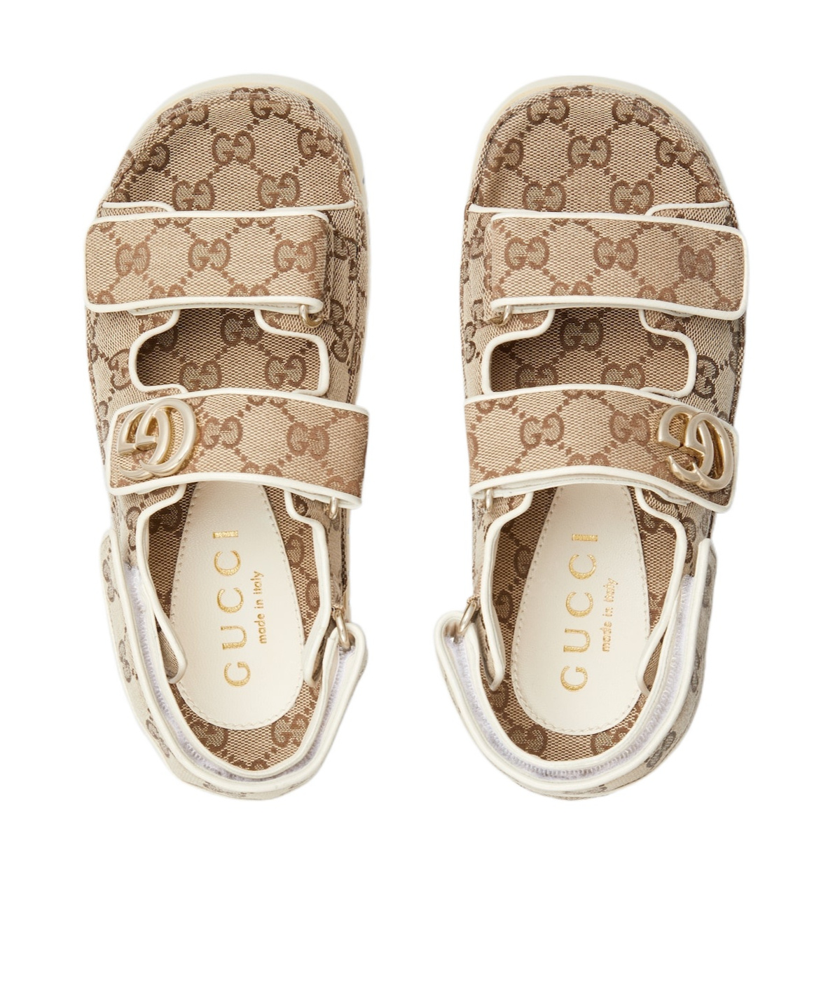 Shop Gucci Women's Sandal With Double G In Beige And Dark Brown